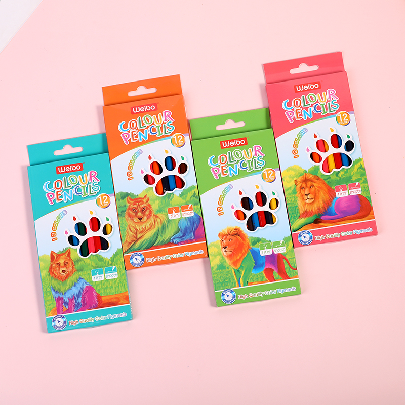 weibo Weibo Cross-border New Colored Lead, White Poplar Wood three-corner Pole colored lead Children's Colored Pencil Set, oil-based colored lead details Picture