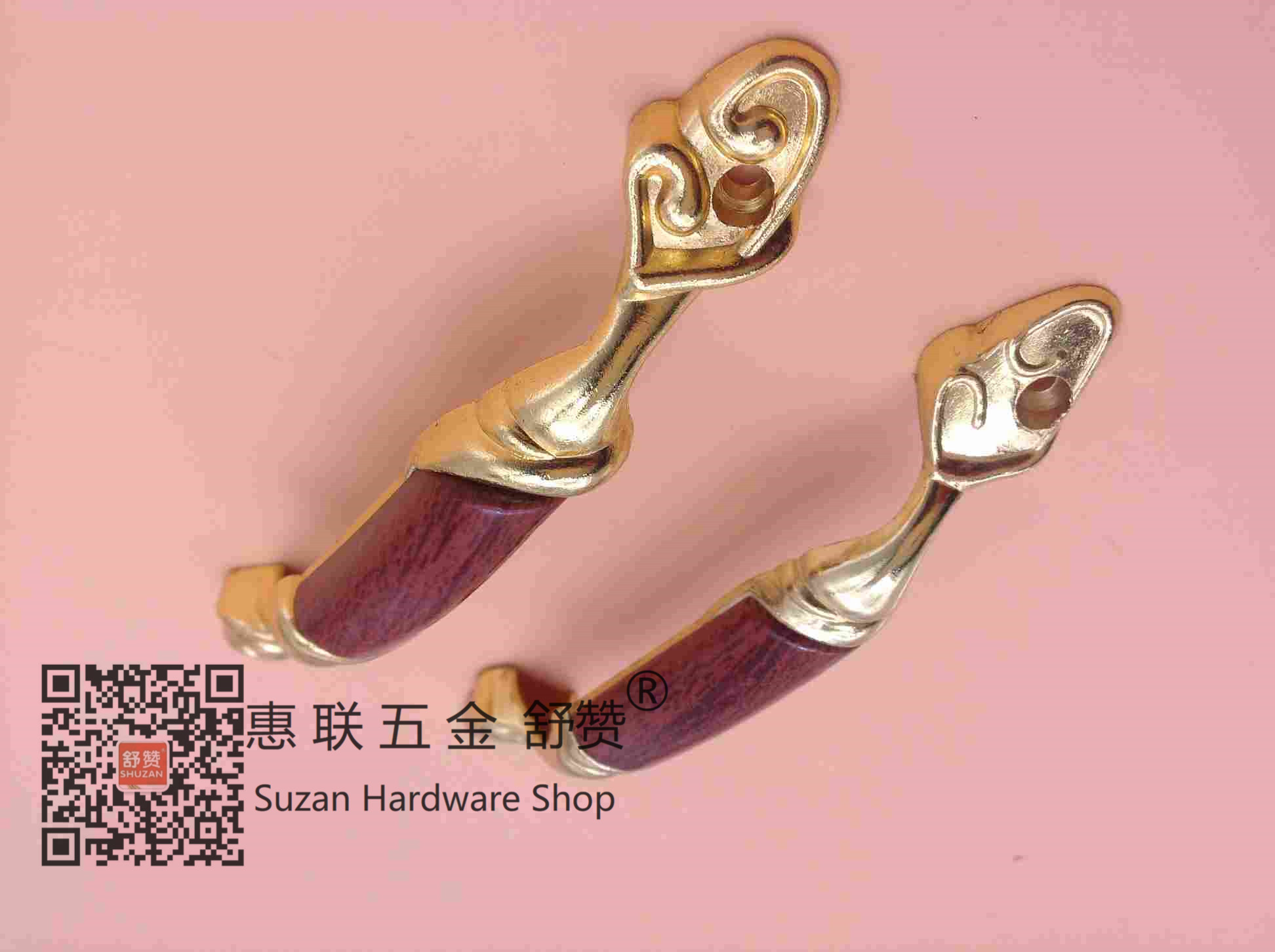 Shuzan brand bright hole light luxury golden cabinet door handle hardware accessories ice crack European-style cabinet door handle Item Picture