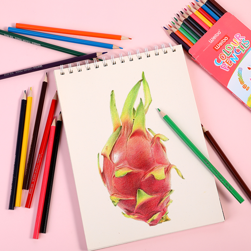 weibo Weibo Cross-border New Colored Lead, White Poplar Wood three-corner Pole colored lead Children's Colored Pencil Set, oil-based colored lead Item Picture