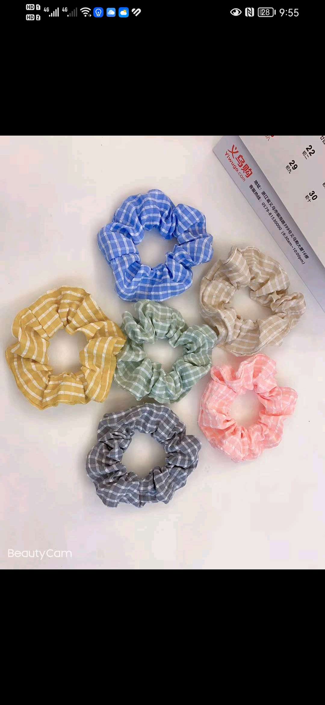 Langli Accessories 2022's popular Korean-style trendy fabric colorful women's fashion headband small checkered large intestine ring