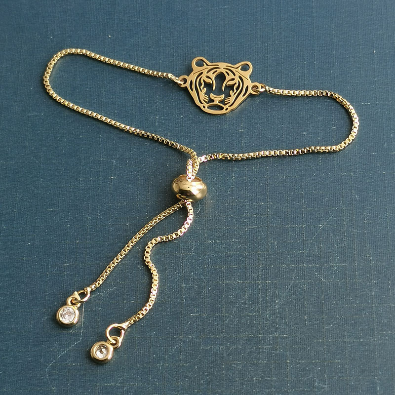 不锈钢可爱小老虎手链女本命年虎年生肖虎头双孔吊坠女饰品配件礼物详情图5