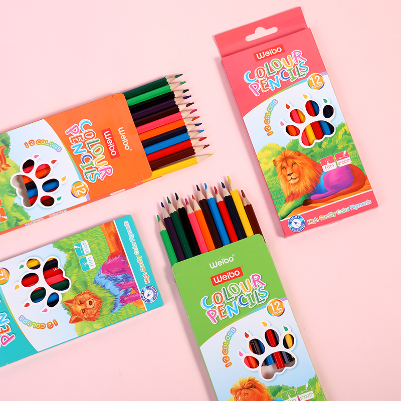 weibo Weibo Cross-border New Colored Lead, White Poplar Wood three-corner Pole colored lead Children's Colored Pencil Set, oil-based colored lead Specification image