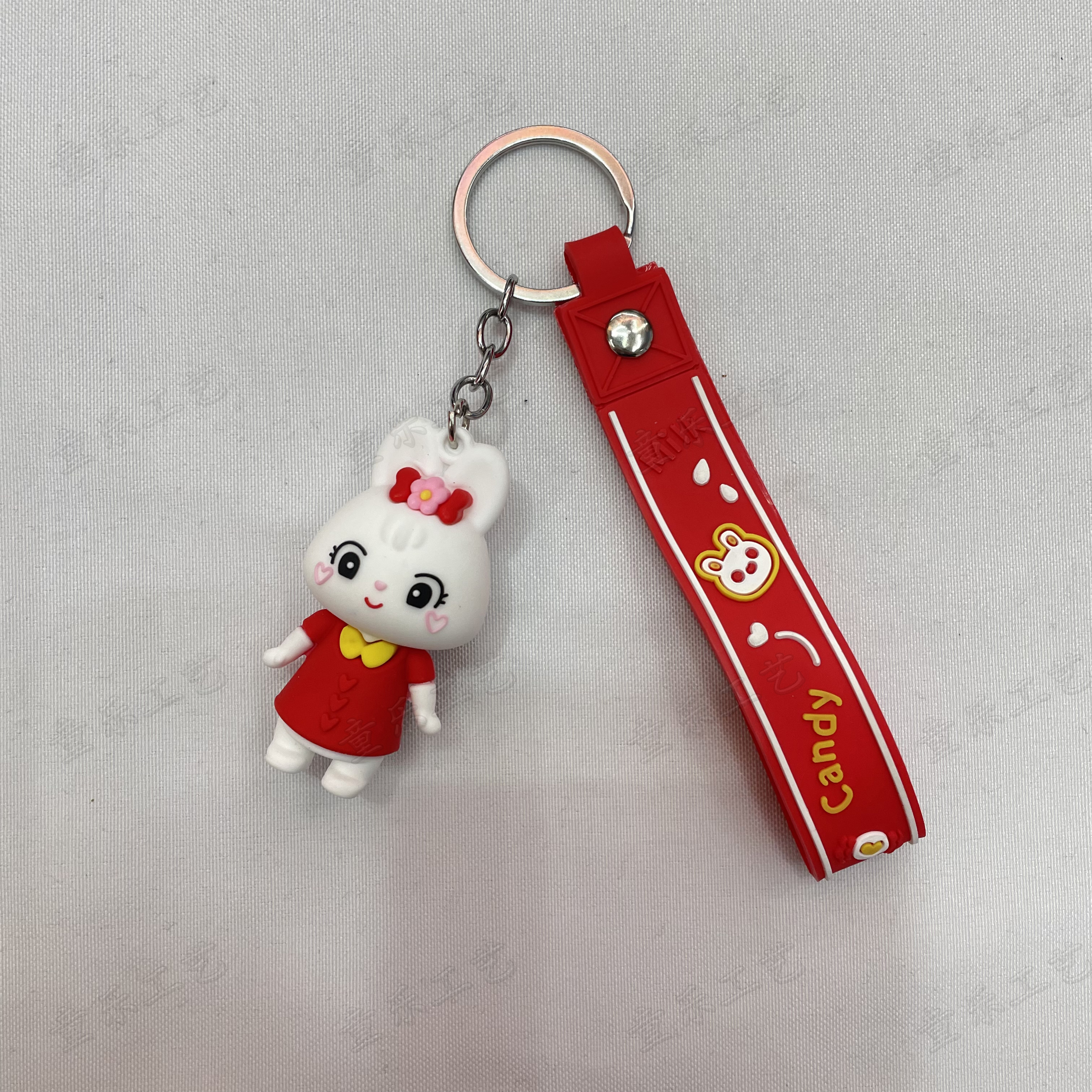 Creative New Year rabbit soft rubber keychain, cartoon for wealth and prosperity, little rabbit key accessory, three-dimensional figurine pendant Specification image