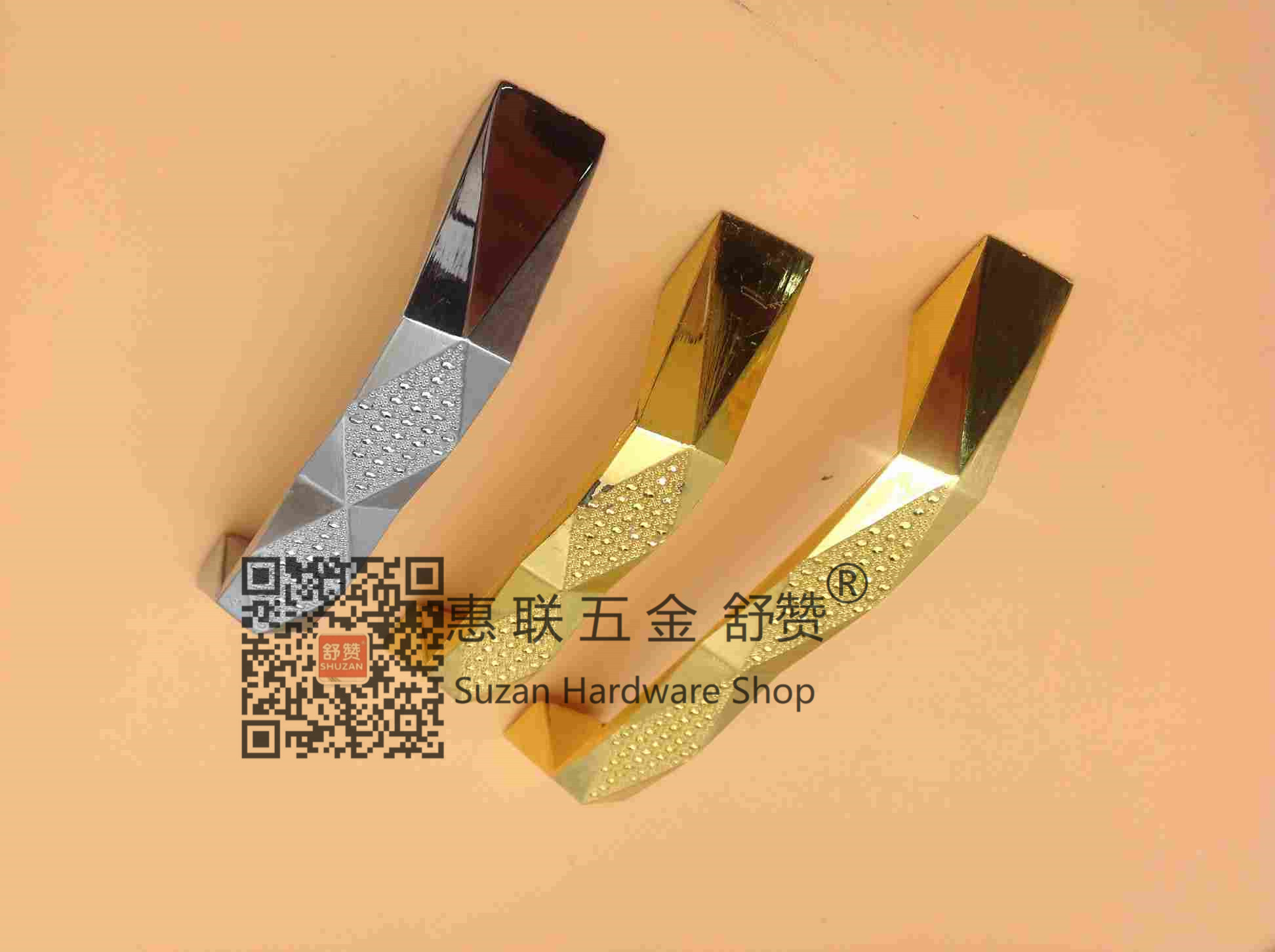 Shuzan Light Luxury aluminum golden cabinet handle door hardware accessories, pebble handle, customizable brand style Specification image