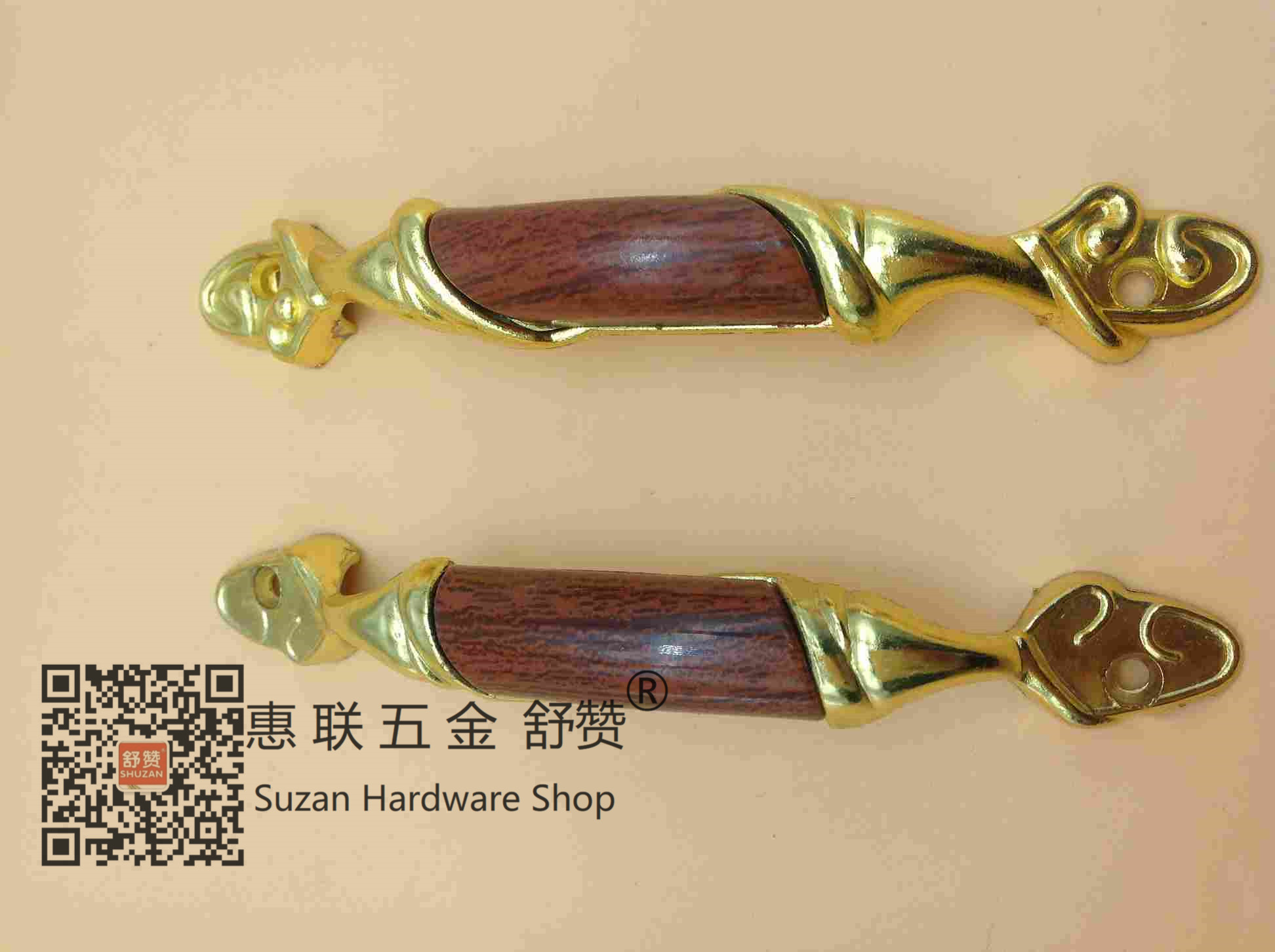 Shuzan brand bright hole light luxury golden cabinet door handle hardware accessories ice crack European-style cabinet door handle