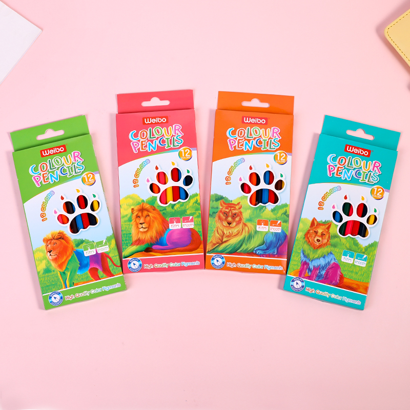 weibo Weibo Cross-border New Colored Lead, White Poplar Wood three-corner Pole colored lead Children's Colored Pencil Set, oil-based colored lead