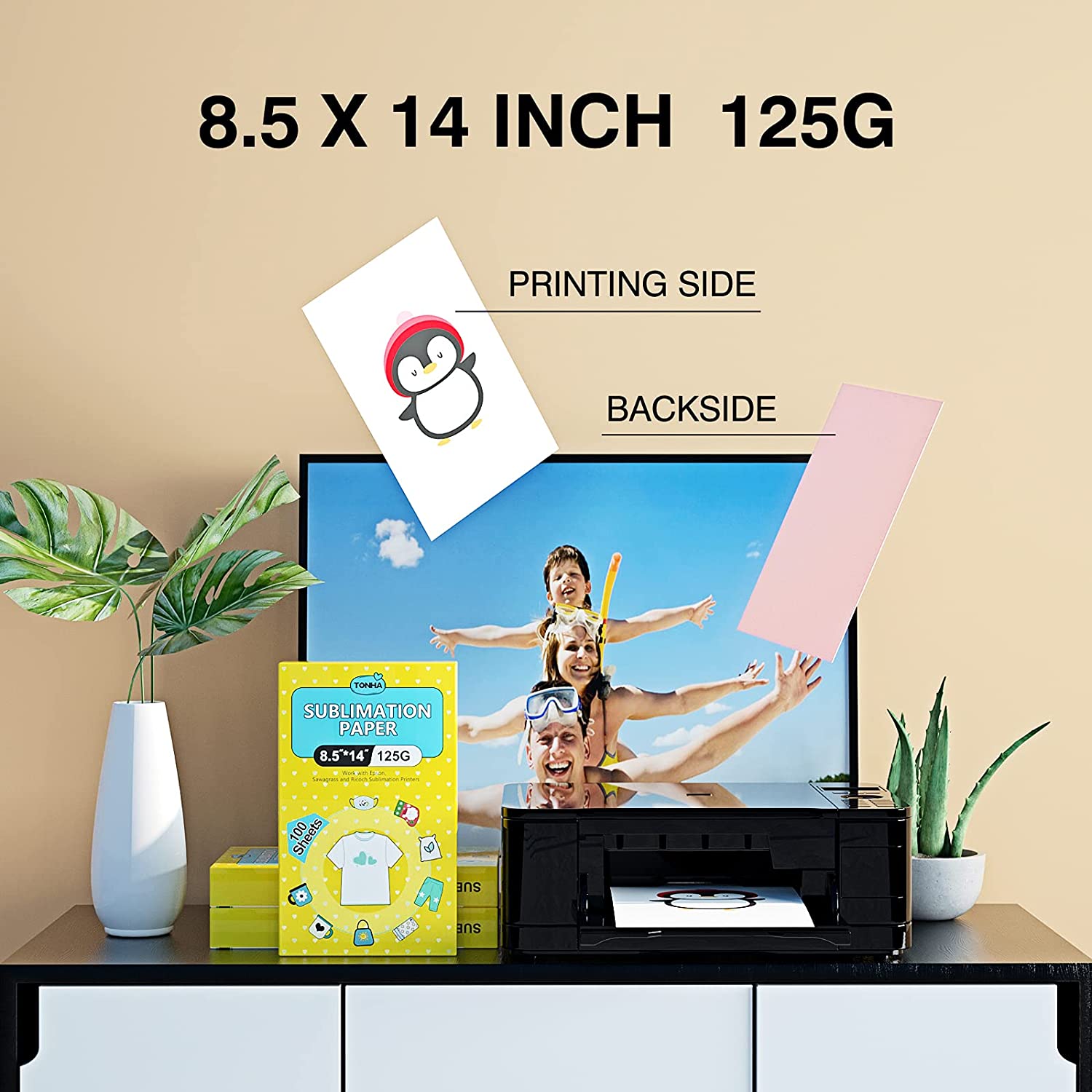 125g sublimation paper, 8.5x14 sublimation transfer paper, 100 sheets of sublimation transfer paper, cup and T-shirt transfer paper Application Scenario