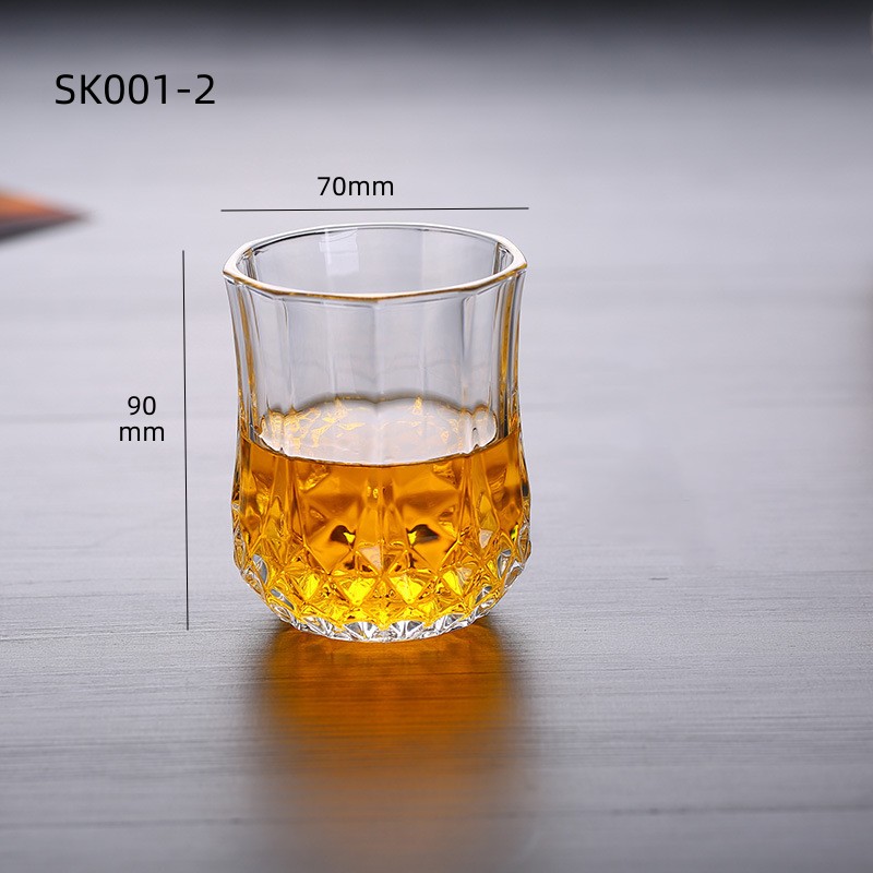 Thickened glass diamond glass, whisky glass, beer glass, foreign wine glass, home bar creative engraved wine glass