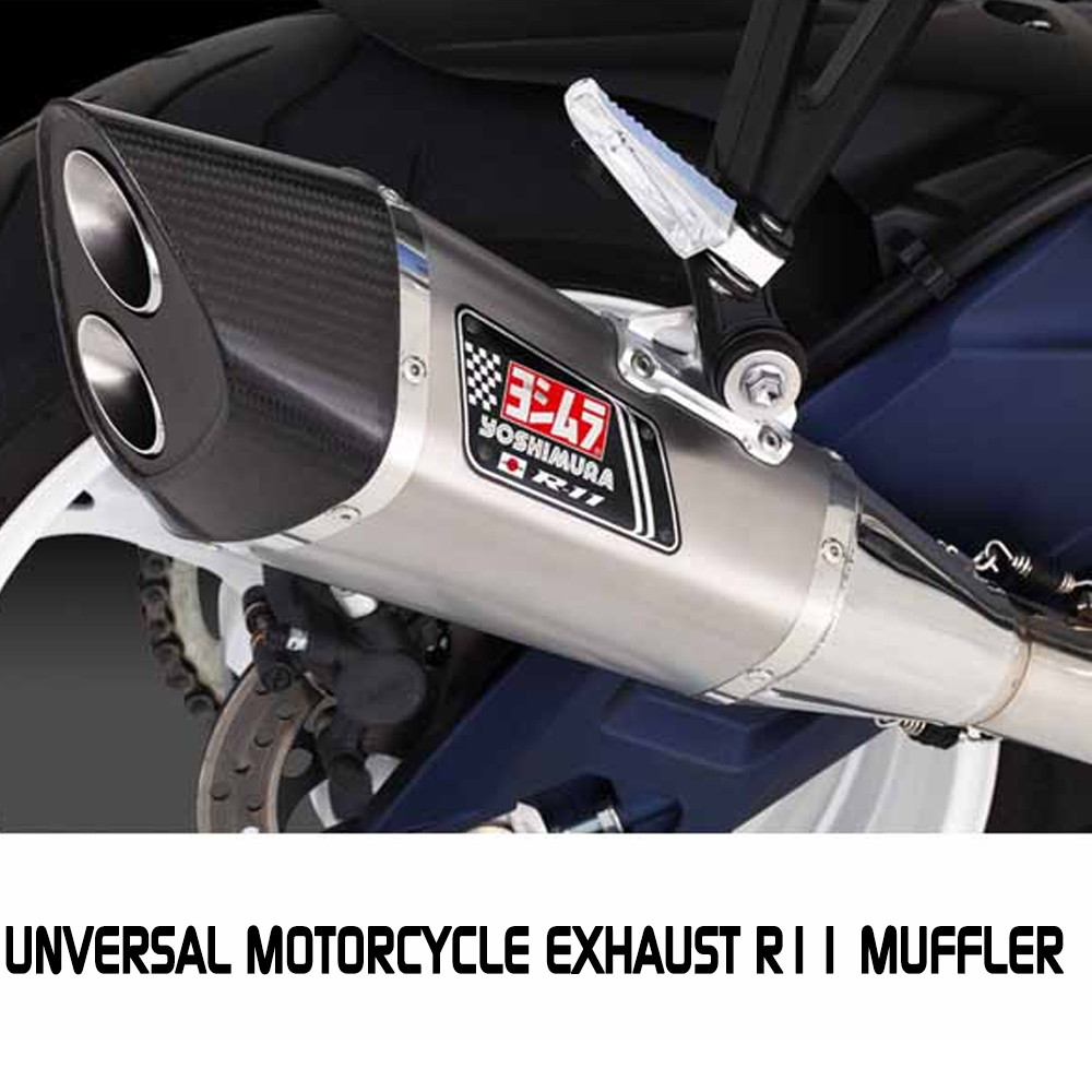 摩托车改装吉村排气管斜三角碳纤双出尾排跑车R3黄龙600Z800通用