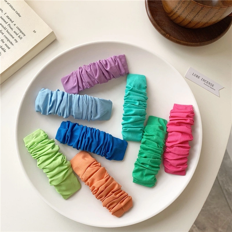 明星同款气质百搭糖果色褶皱发夹边夹网红卡子ins刘海夹碎发发卡