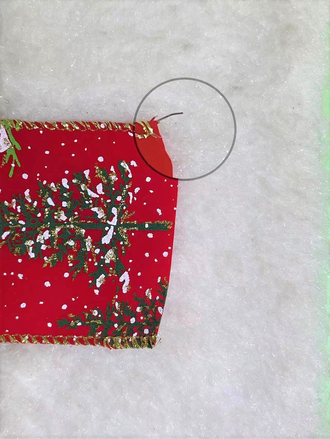 Item No. : 22-008 Christmas Gift Packaging Decoration DIY Velvet Printed Gold Onion Christmas Wire Tape 6.3cm Specification image