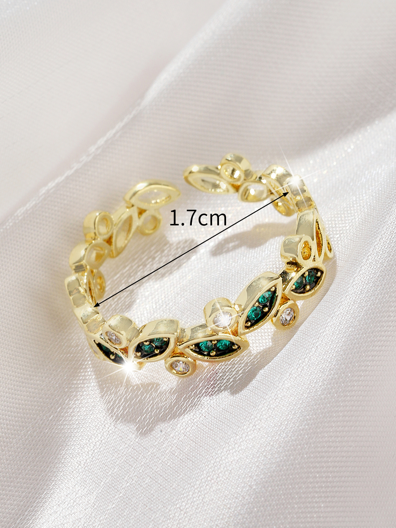 绿色小花戒指/戒指/精品戒指细节图