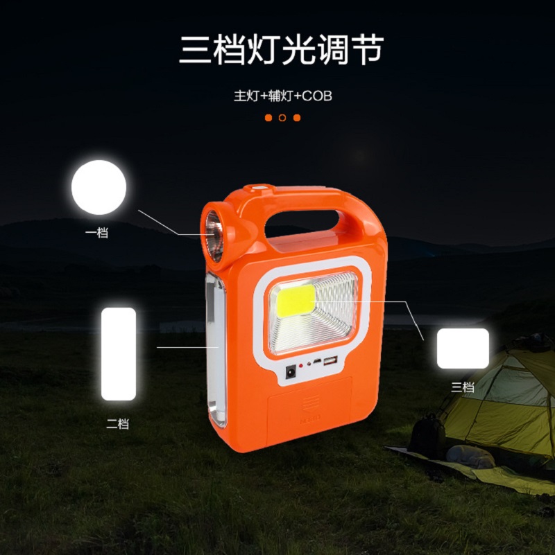 跨境户外太阳能野营灯防水充电帐篷露营灯工地照明应急工作灯批发(834-6399)