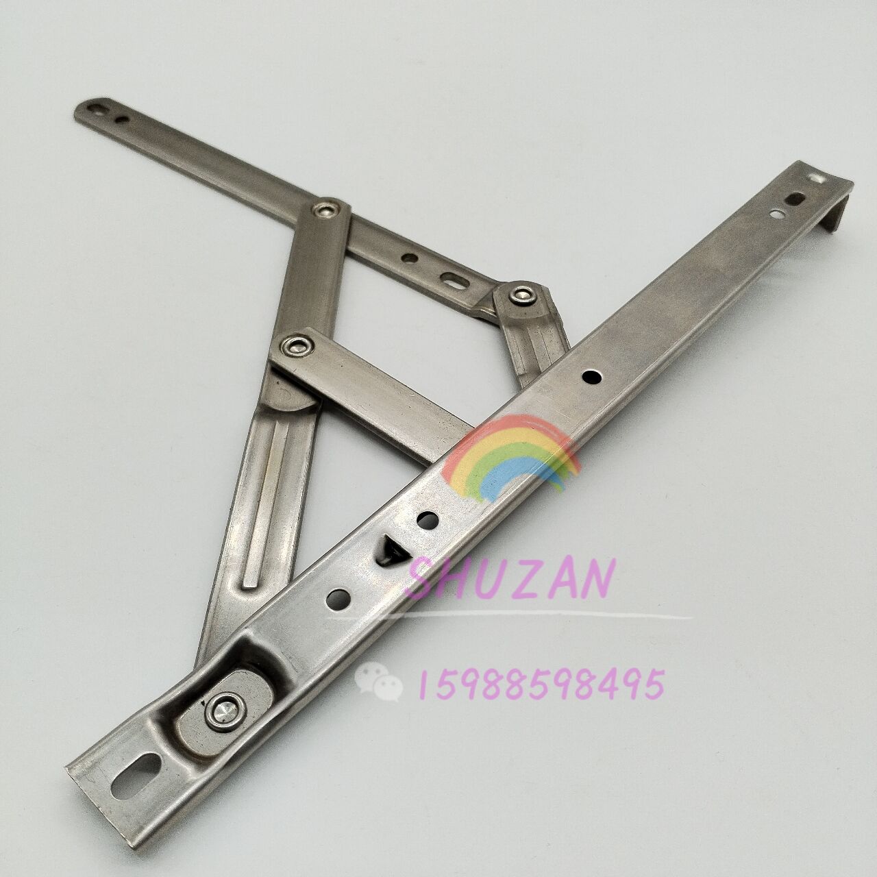 Shuzan brand selects high-quality door and window curtain wall accessories, including stainless iron swing braces, window sliding braces, hinges, 90-degree top-hung accessories, and other door and window accessories