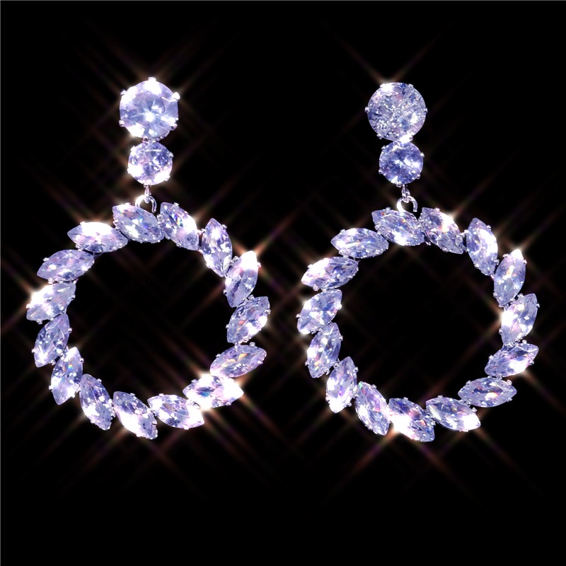 ins时尚精致女士气质配饰耳饰 时尚椭圆形首饰耳钉 日韩风格银锆石耳坠