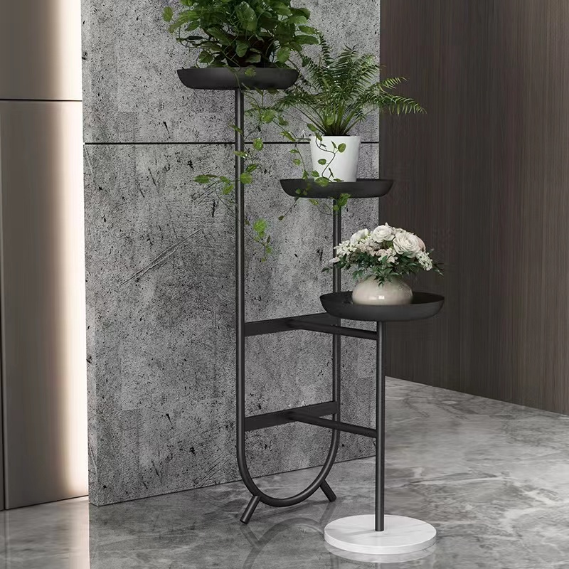 Modern light luxury interior living room decoration, flower stand, balcony, simple multi-layer floor-standing flower stand, flower pot, ironwork storage rack Application Scenario