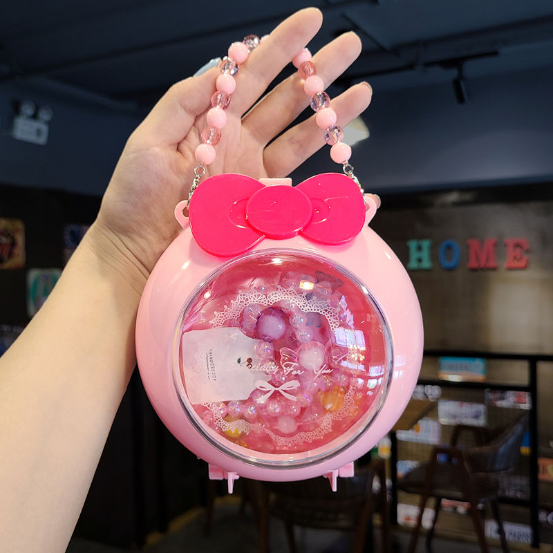 Children's bag, cute princess jewelry set, baby necklace, hair accessory storage box, kindergarten Children's Day gift crossbody bag details Picture