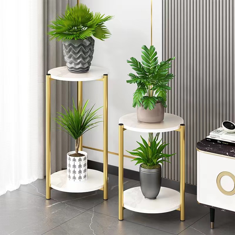 Flower stand, light luxury ironwork, indoor living room, multi-level green ivy stand, home balcony, hanging plant, floor-standing flowerpot storage rack Specification image