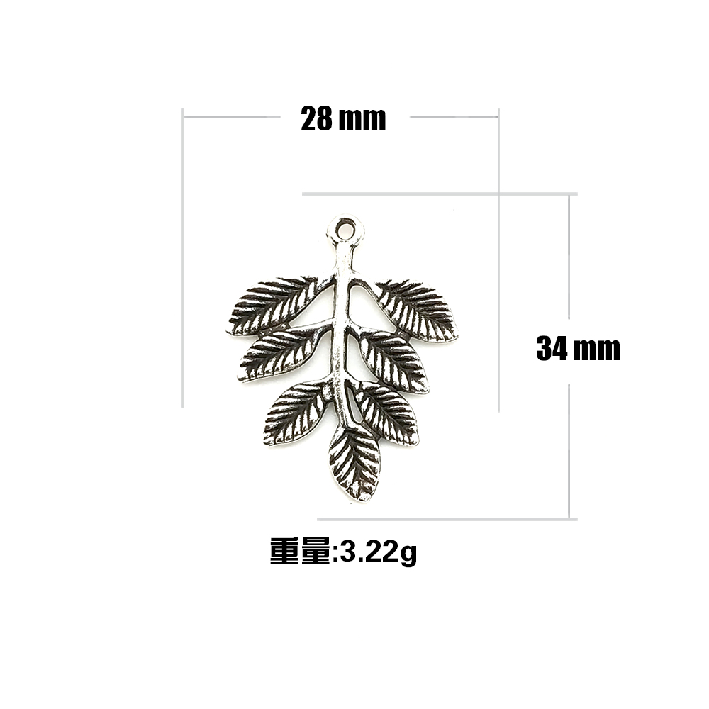 Simple agujero con hojas colgantes plata antigua bronce antiguo spot Y042 Item Picture