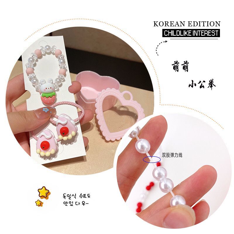 Children's love jewelry box necklace, kindergarten small gift, little girl baby beaded cartoon bracelet detail image 4