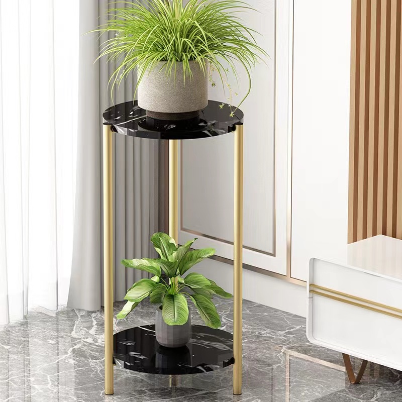 Flower stand, light luxury ironwork, indoor living room, multi-level green ivy stand, home balcony, hanging plant, floor-standing flowerpot storage rack Item Picture