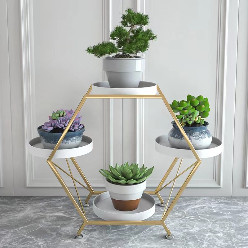 Simple flower stand, light luxury Nordic indoor home balcony decoration shelf, ironwork living room flower POTS, multi-layer green ivy Application Scenario