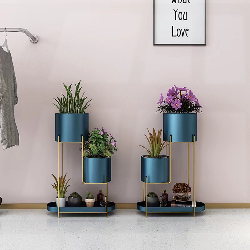 High-end indoor light luxury flower stand, floor-standing multi-layer storage rack for the living room, simple and modern flowerpot rack for the Nordic balcony details Picture