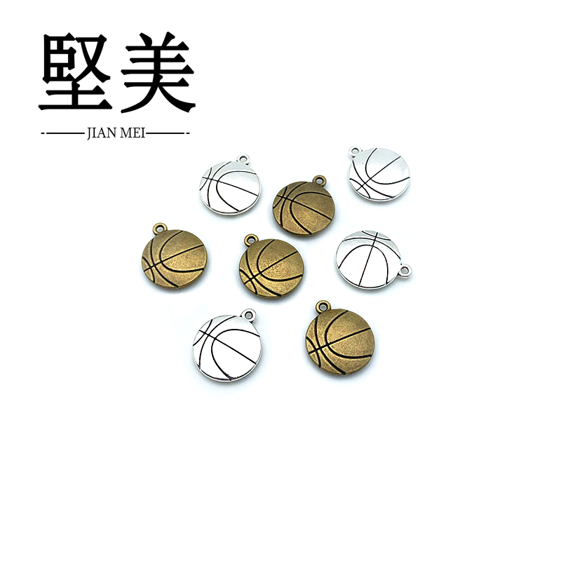 单孔带吊篮球锌合金饰品Y114