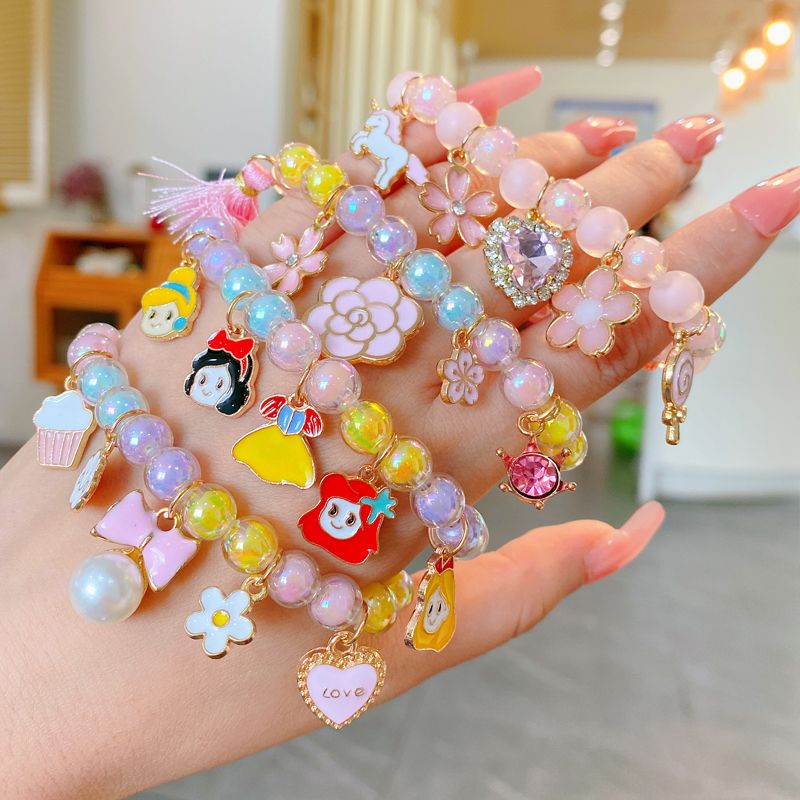 女童水晶手链儿童卡通爱莎公主手镯可爱小女孩首饰品串珠宝宝手环