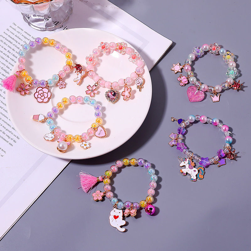 女童水晶手链儿童卡通爱莎公主手镯可爱小女孩首饰品串珠宝宝手环详情图3