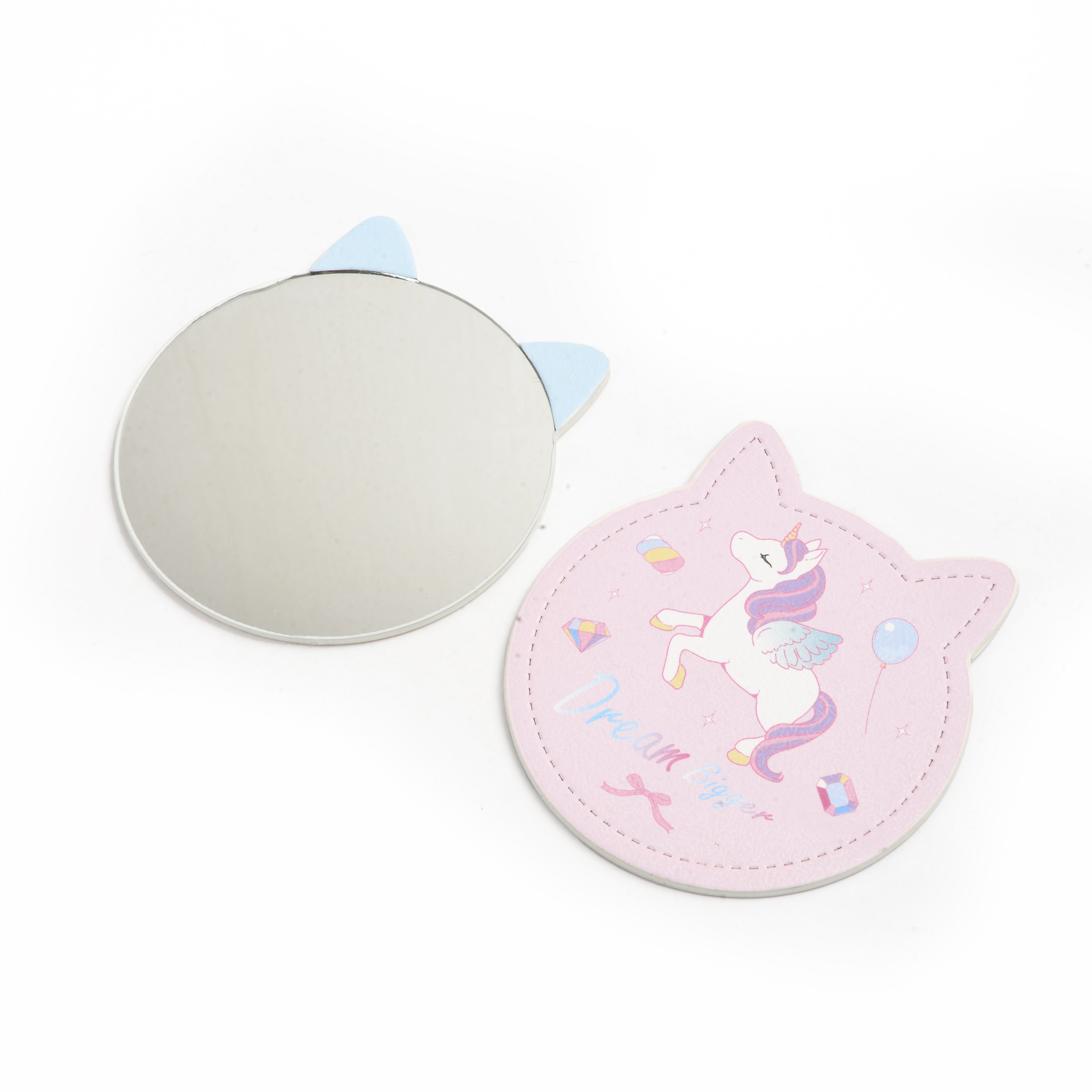 Cute mini portable makeup mirror, a small round mirror for girls to touch up makeup Item Picture