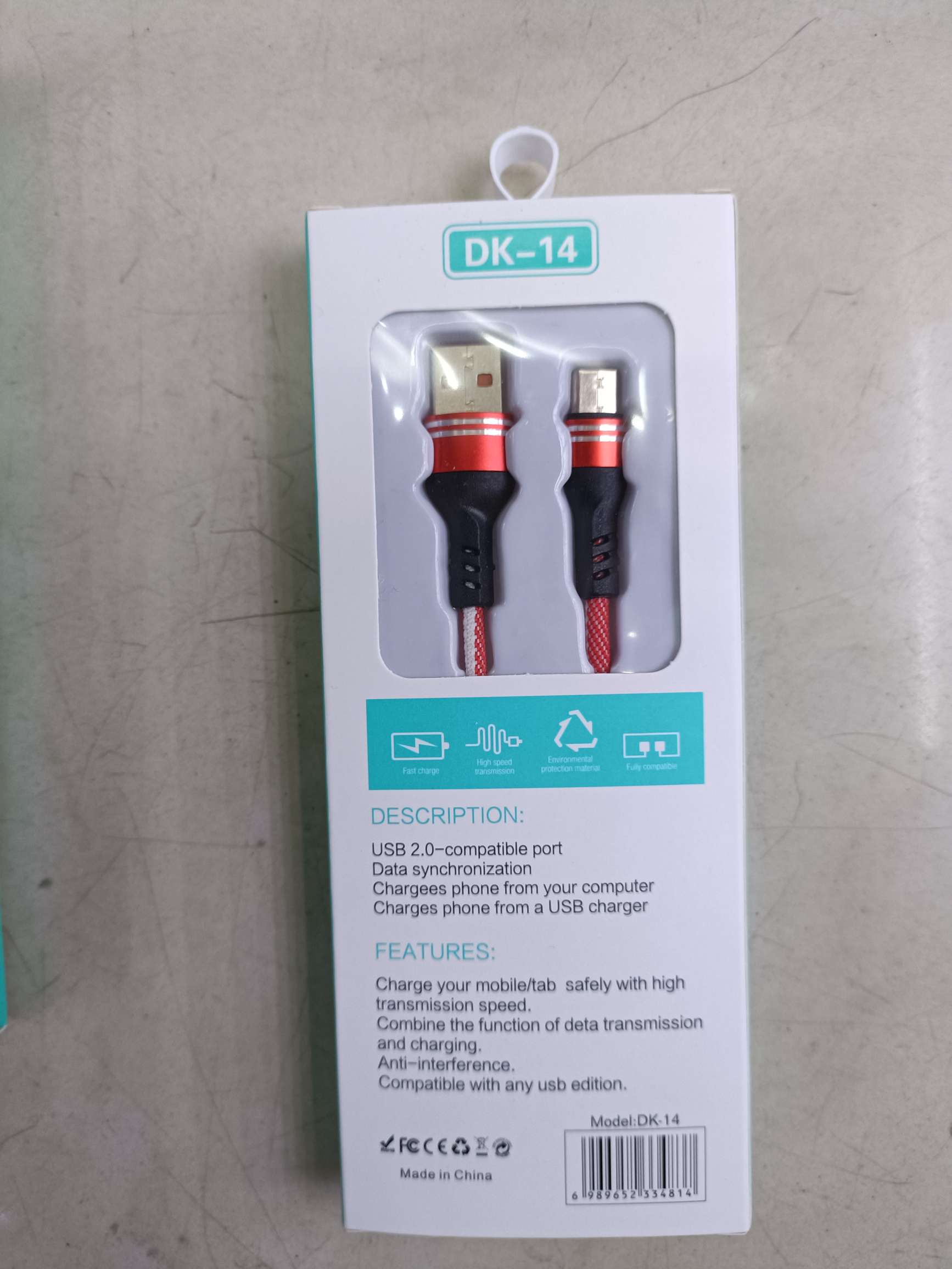 One-meter intercolor braided high-gloss data cable detail image 6