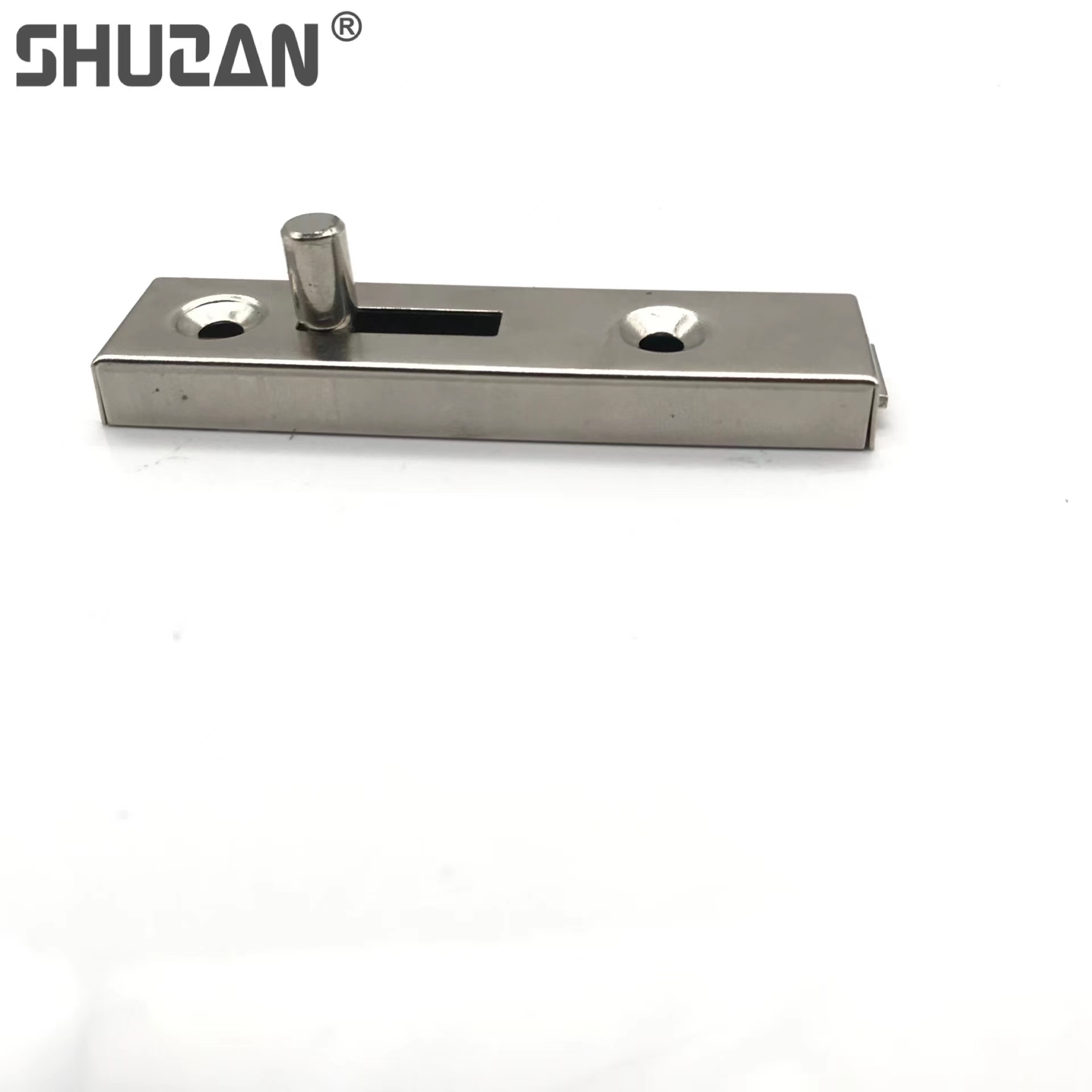 Shuzan 7-shaped stainless steel concealed latch L-shaped hidden wooden door, mother-and-child door latch dust cover, 304 material