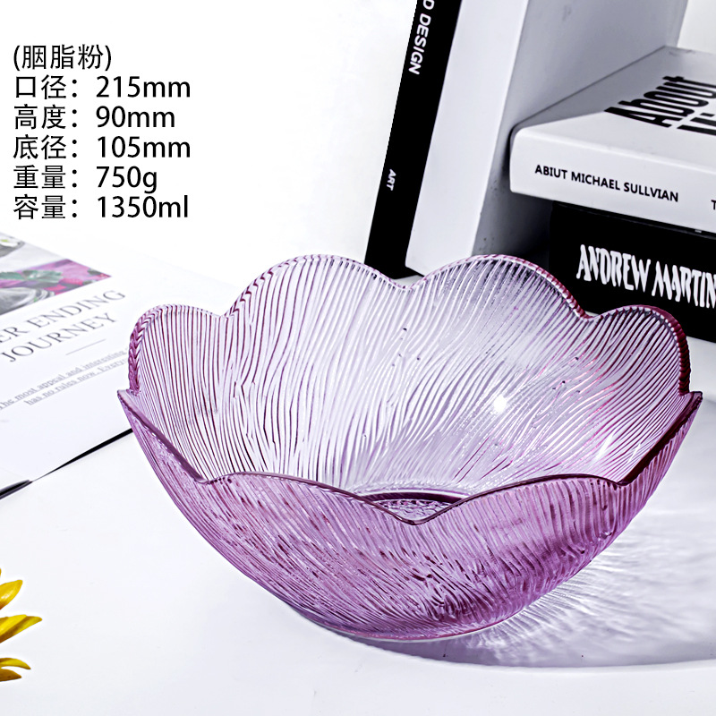 Creative glass bowls, household bowl and plate sets, living room fruit plates, hammer-patterned desserts, vegetable salad bowls, fruit plates wholesale