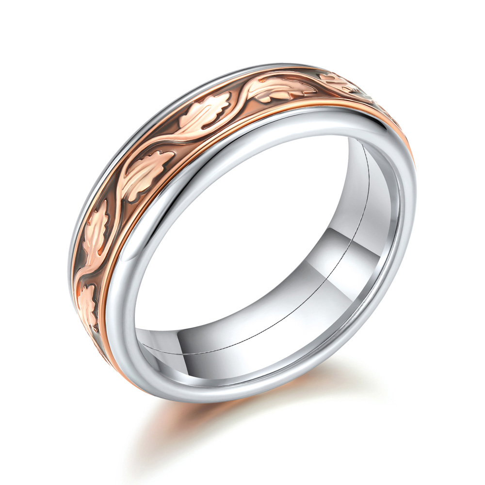 宵宵家欧美时尚DIY不锈钢女士配件旋转戒指6MM宽度