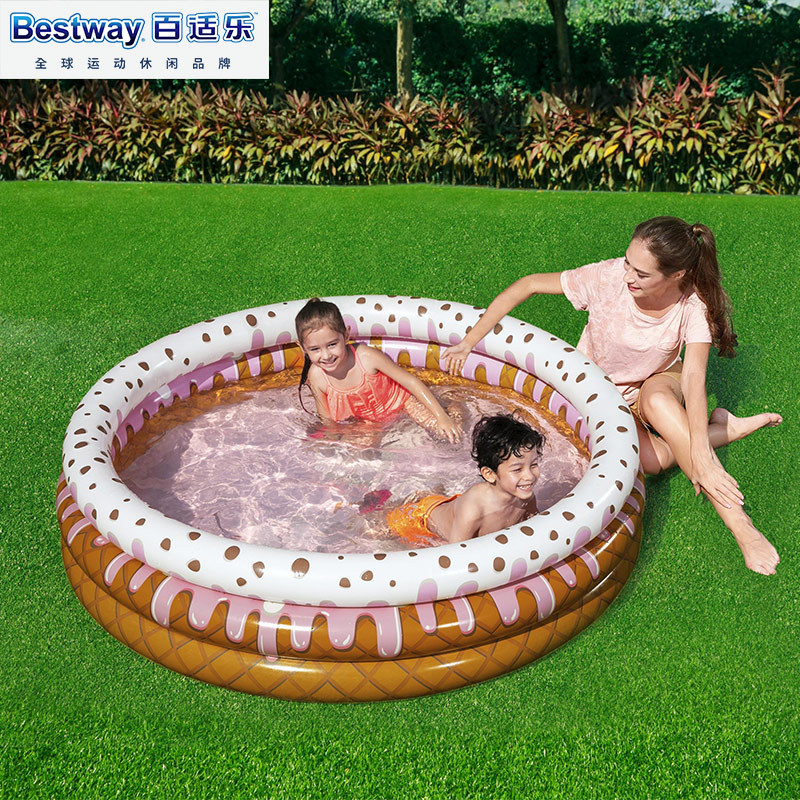 Bestway51144冰淇淋戏水池充气游泳池婴幼儿沙池海洋球池图