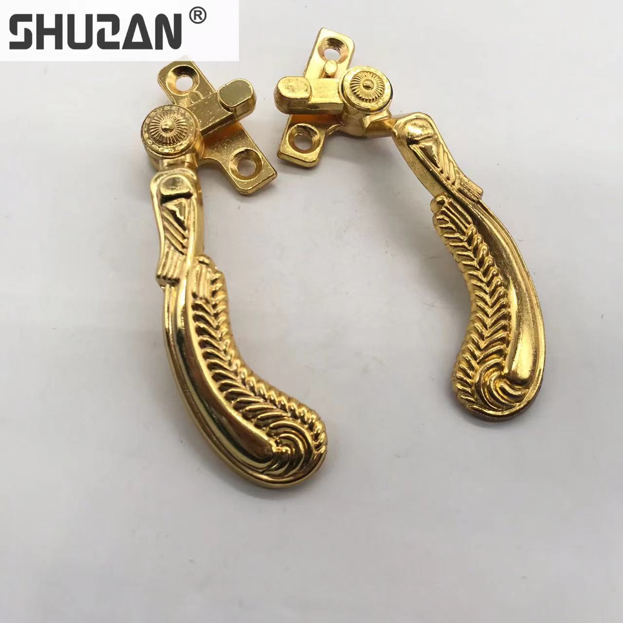 Shuzan aluminum alloy golden left and right window handles, door handles, cabinet door pull handles, light luxury door hardware accessories, modern and simple style details Picture