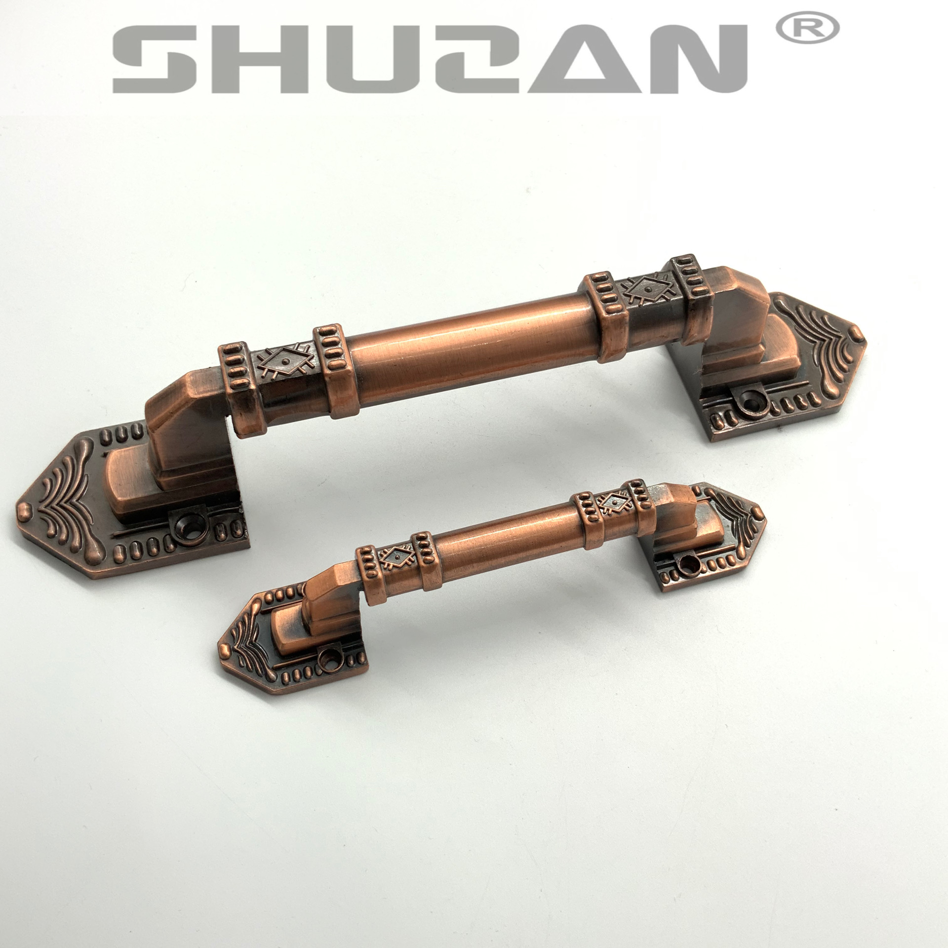 舒赞 仿古铜欧式对开门拉手 木门大门老式明装柜门房门把手门五金配件详情图2