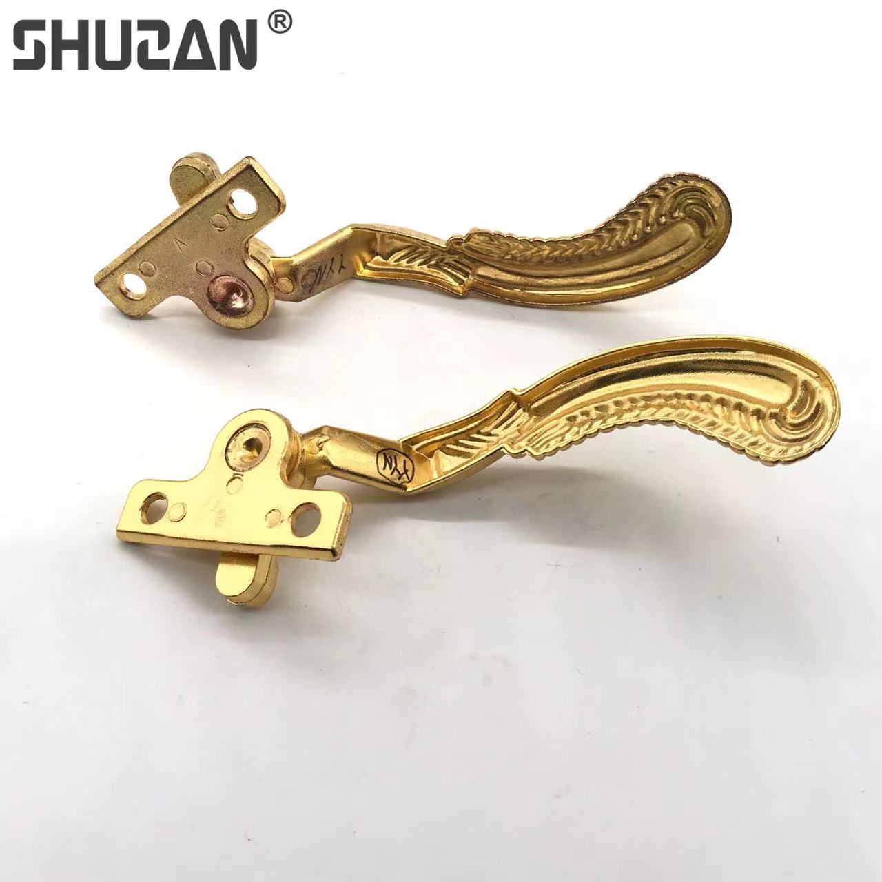 Shuzan aluminum alloy golden left and right window handles, door handles, cabinet door pull handles, light luxury door hardware accessories, modern and simple style Specification image