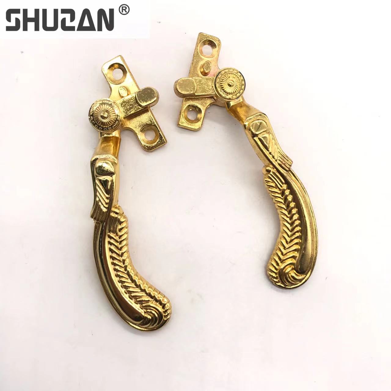 Shuzan aluminum alloy golden left and right window handles, door handles, cabinet door pull handles, light luxury door hardware accessories, modern and simple style Item Picture