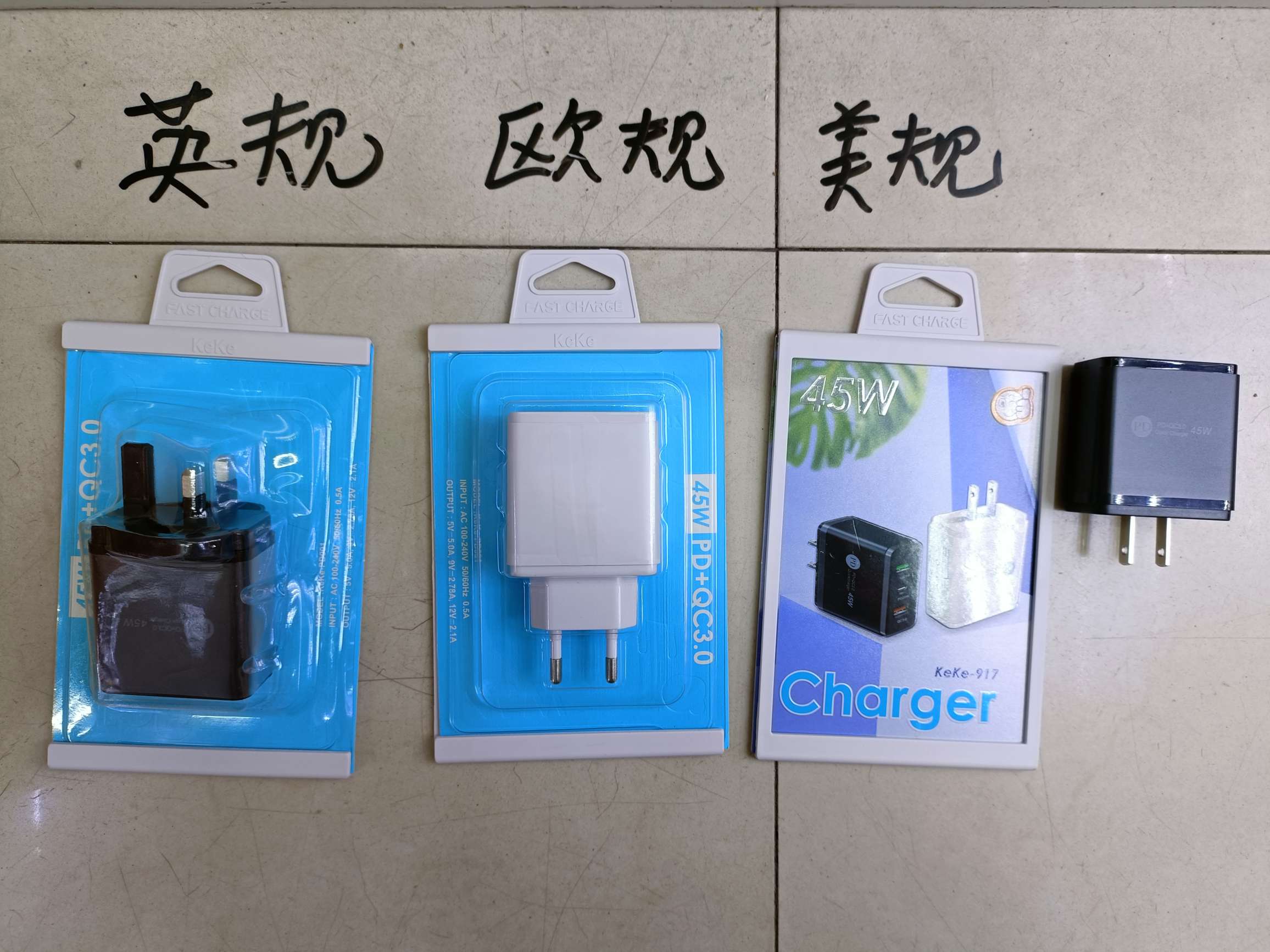 Americano 2A+C 2USB+PD cabeza de carga 45W cargador de teléfono móvil us/uk/euro