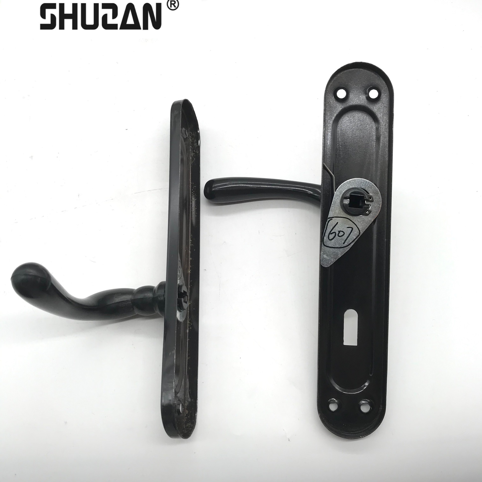 Shuzan opai cerradura de ángulo recto para puertas de casa casa orificio libre de cambios mudo split tirador de la puerta de madera del dormitorio cerradura de la puerta del dormitorio distancia del agujero ajustable estilo personalizado A301 tirador de puerta