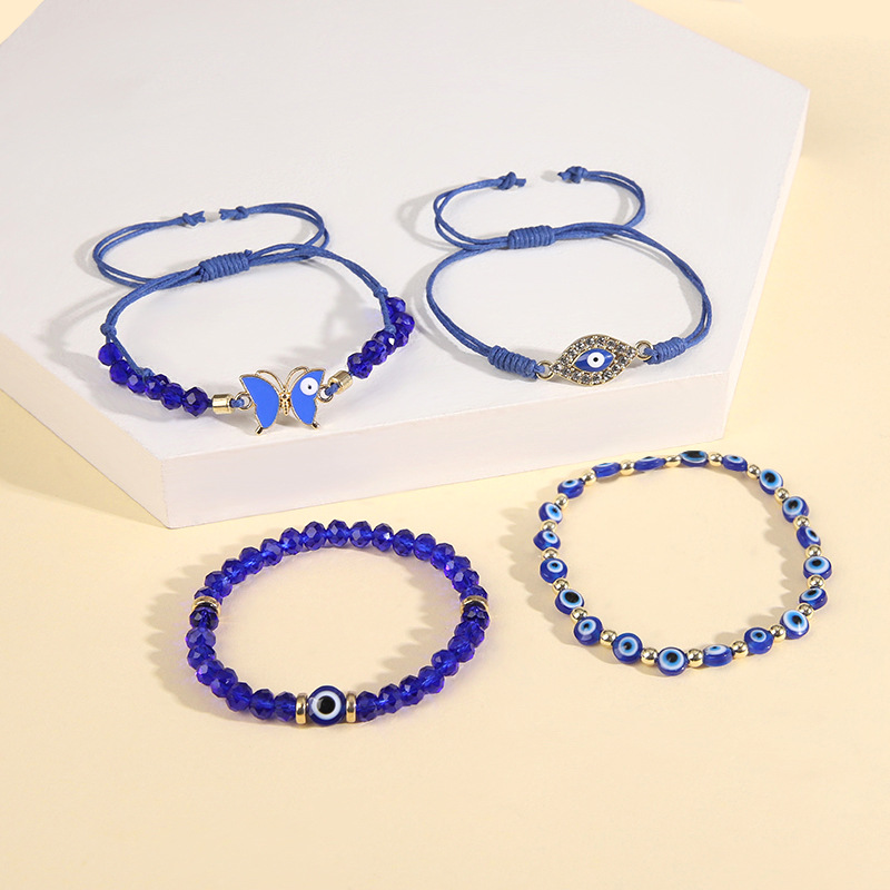 恶魔之眼宝蓝色四件套手链时尚流行1216-005