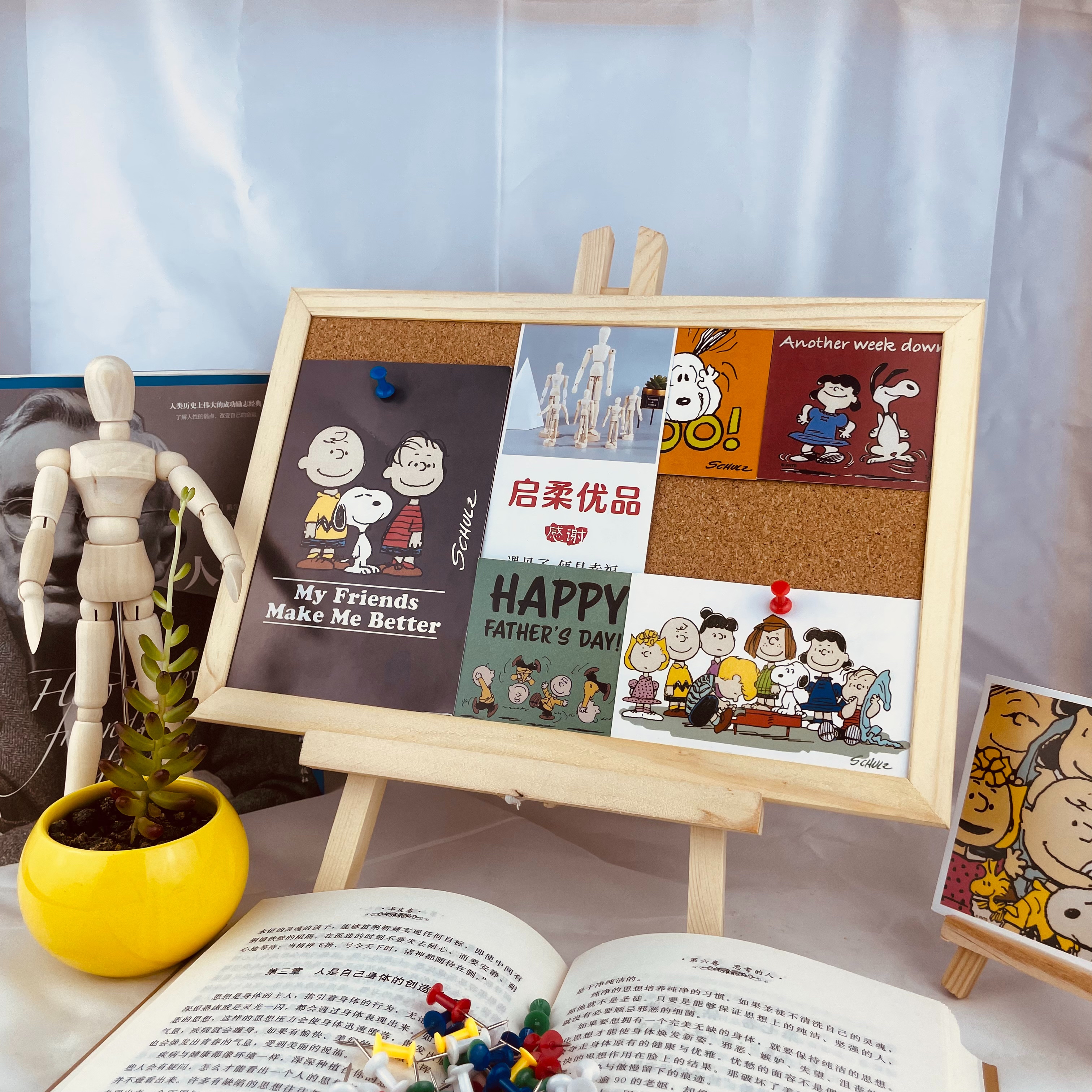 ins风软木板网红留言板挂式学生宿舍简约实木框背景照片墙创意版软木板