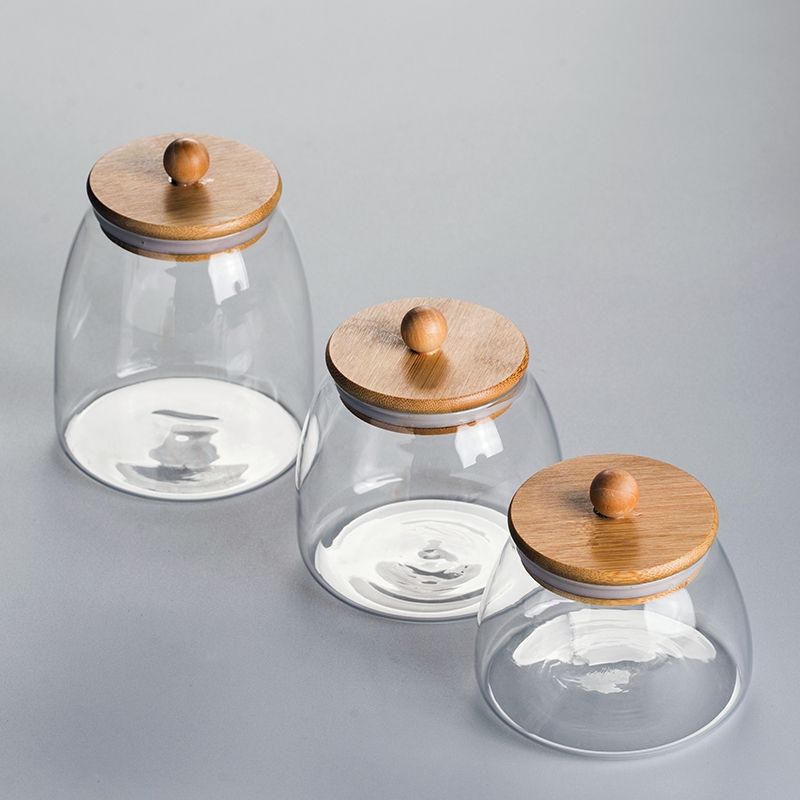 Square, round glass sealed jar, kitchen food storage jar, trapezoidal tea jar, spherical coffee bean storage jar details Picture