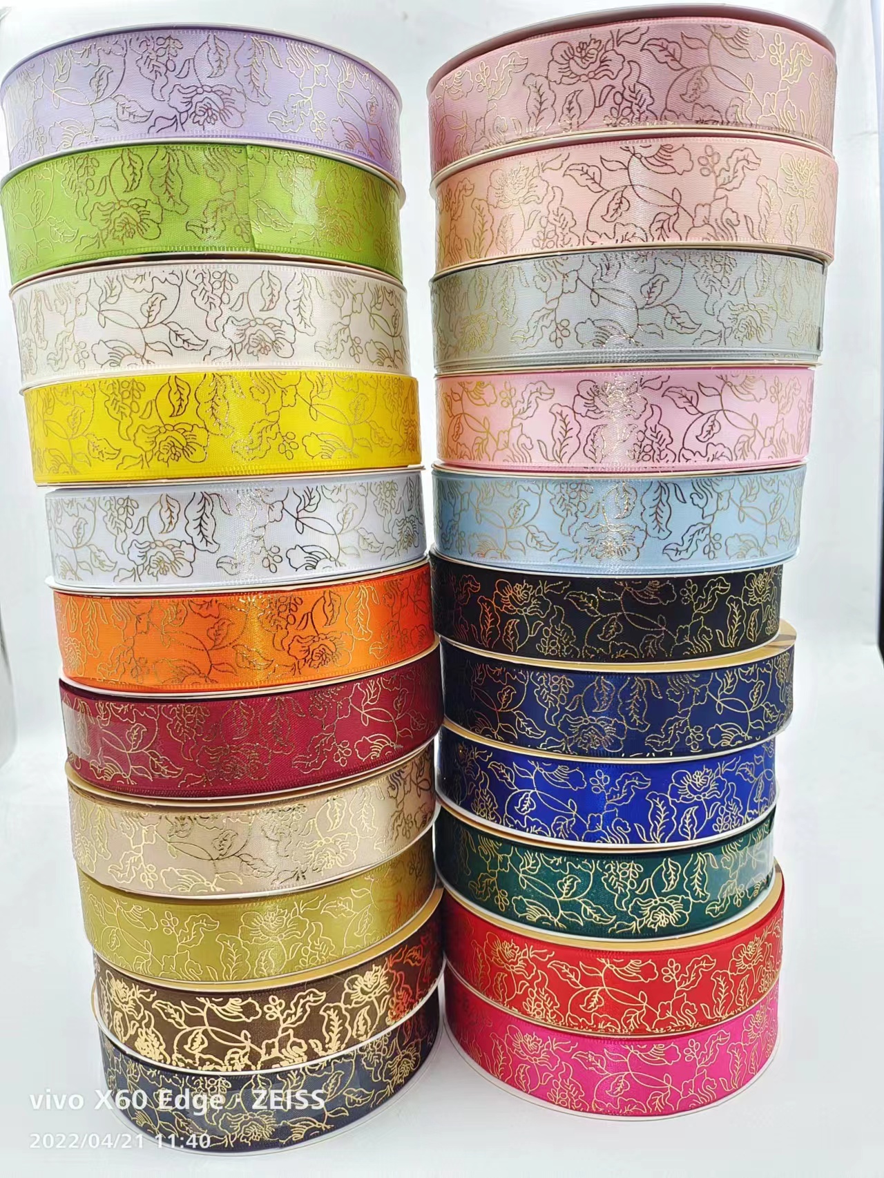 2.5cm flower-embossed silver printing tape