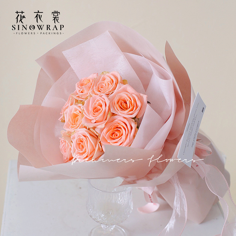 Extractable milk cotton flower wrapping paper with inner cotton paper, rose bouquet material, flower shop floral art, quick wrapping flower Specification image