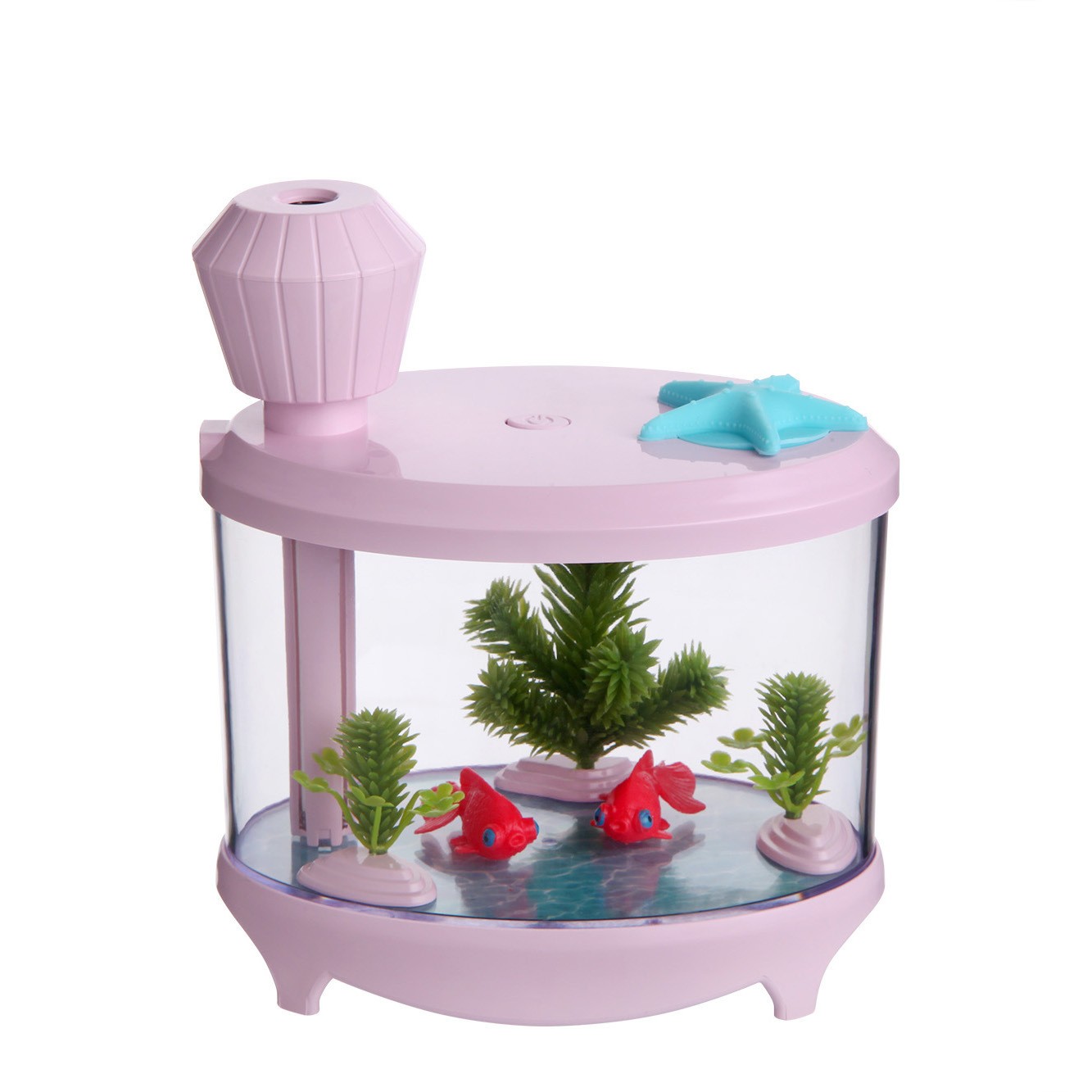 USB Mini fish tank humidifier, seven-color luminous humidifier, aroma diffuser, household small humidifier, night light, landscape spray, household air purifier, aroma diffuser humidifier Specification image