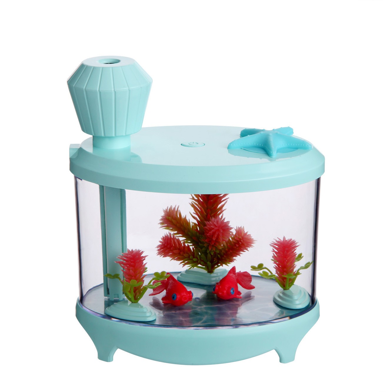 USB Mini fish tank humidifier, seven-color luminous humidifier, aroma diffuser, household small humidifier, night light, landscape spray, household air purifier, aroma diffuser humidifier Application Scenario