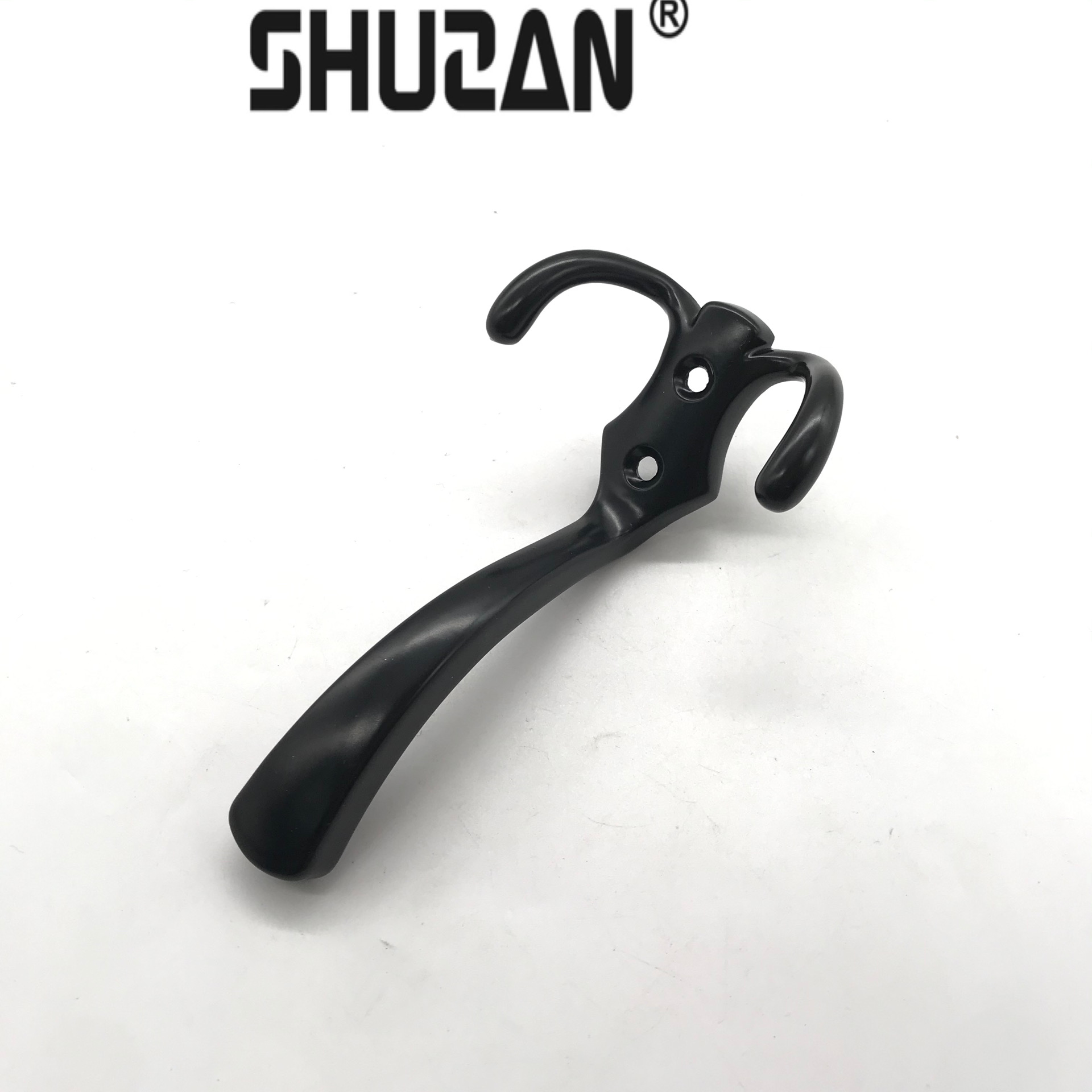 舒赞 双钩黑色强力无痕挂钩衣帽粘钩家用袜子洞洞板三角挂钩家具配件型号A123 双挂钩